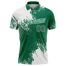 Charger l'image dans la galerie, Custom White Kelly Green 3D Pattern Design Abstract Brush Stroke Performance Polo Shirt