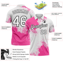 Charger l'image dans la galerie, Custom Pink White-Black 3D Pattern Design Abstract Brush Stroke Performance Polo Shirt