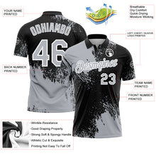 Загрузить изображение в средство просмотра галереи, Custom Gray Black-White 3D Pattern Design Abstract Brush Stroke Performance Polo Shirt