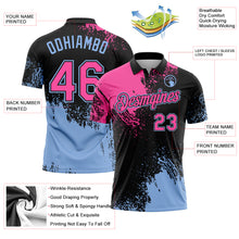 Charger l'image dans la galerie, Custom Pink Black-Light Blue 3D Pattern Design Abstract Brush Stroke Performance Polo Shirt