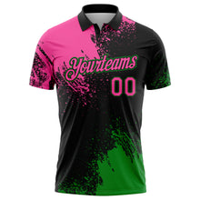 Charger l'image dans la galerie, Custom Pink Black-Grass Green 3D Pattern Design Abstract Brush Stroke Performance Polo Shirt