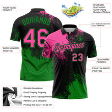Charger l'image dans la galerie, Custom Pink Black-Grass Green 3D Pattern Design Abstract Brush Stroke Performance Polo Shirt