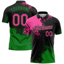 Charger l'image dans la galerie, Custom Pink Black-Grass Green 3D Pattern Design Abstract Brush Stroke Performance Polo Shirt