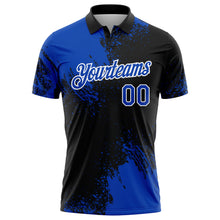 Загрузить изображение в средство просмотра галереи, Custom Thunder Blue Black-White 3D Pattern Design Abstract Brush Stroke Performance Polo Shirt