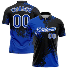 Загрузить изображение в средство просмотра галереи, Custom Thunder Blue Black-White 3D Pattern Design Abstract Brush Stroke Performance Polo Shirt
