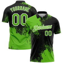 Load image into Gallery viewer, Custom Aurora Green Black-White 3D Pattern Design Abstract Brush Stroke Performance Polo Shirt