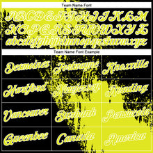 Laden Sie das Bild in den Galerie-Viewer, Custom Neon Yellow Black-White 3D Pattern Design Abstract Brush Stroke Performance Polo Shirt