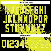 Laden Sie das Bild in den Galerie-Viewer, Custom Neon Yellow Black-White 3D Pattern Design Abstract Brush Stroke Performance Polo Shirt