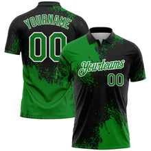 Load image into Gallery viewer, Custom Grass Green Black-White 3D Pattern Design Abstract Brush Stroke Performance Polo Shirt