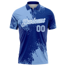 Загрузить изображение в средство просмотра галереи, Custom Light Blue Royal-White 3D Pattern Design Abstract Brush Stroke Performance Polo Shirt