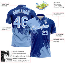 Загрузить изображение в средство просмотра галереи, Custom Light Blue Royal-White 3D Pattern Design Abstract Brush Stroke Performance Polo Shirt