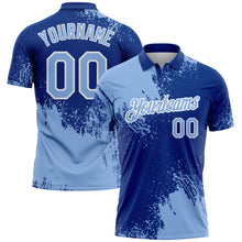 Загрузить изображение в средство просмотра галереи, Custom Light Blue Royal-White 3D Pattern Design Abstract Brush Stroke Performance Polo Shirt