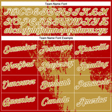 Laden Sie das Bild in den Galerie-Viewer, Custom Old Gold Red-White 3D Pattern Design Abstract Brush Stroke Performance Polo Shirt