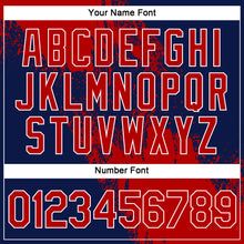 Laden Sie das Bild in den Galerie-Viewer, Custom Red Navy-White 3D Pattern Design Abstract Brush Stroke Performance Polo Shirt