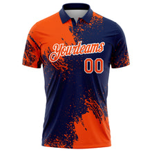 Charger l'image dans la galerie, Custom Orange Navy-White 3D Pattern Design Abstract Brush Stroke Performance Polo Shirt