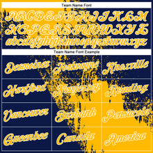 Laden Sie das Bild in den Galerie-Viewer, Custom Gold Navy-White 3D Pattern Design Abstract Brush Stroke Performance Polo Shirt