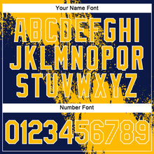 Laden Sie das Bild in den Galerie-Viewer, Custom Gold Navy-White 3D Pattern Design Abstract Brush Stroke Performance Polo Shirt