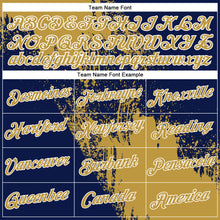 Laden Sie das Bild in den Galerie-Viewer, Custom Old Gold Navy-White 3D Pattern Design Abstract Brush Stroke Performance Polo Shirt