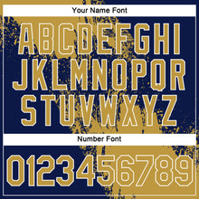 Laden Sie das Bild in den Galerie-Viewer, Custom Old Gold Navy-White 3D Pattern Design Abstract Brush Stroke Performance Polo Shirt