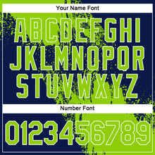 Загрузить изображение в средство просмотра галереи, Custom Neon Green Navy-White 3D Pattern Design Abstract Brush Stroke Performance Polo Shirt