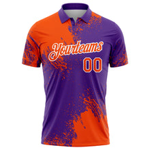 Charger l'image dans la galerie, Custom Orange Purple-White 3D Pattern Design Abstract Brush Stroke Performance Polo Shirt
