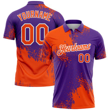Charger l'image dans la galerie, Custom Orange Purple-White 3D Pattern Design Abstract Brush Stroke Performance Polo Shirt