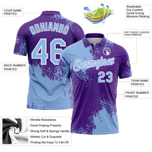 Загрузить изображение в средство просмотра галереи, Custom Light Blue Purple-White 3D Pattern Design Abstract Brush Stroke Performance Polo Shirt