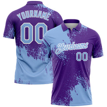 Загрузить изображение в средство просмотра галереи, Custom Light Blue Purple-White 3D Pattern Design Abstract Brush Stroke Performance Polo Shirt
