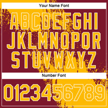 Laden Sie das Bild in den Galerie-Viewer, Custom Gold Crimson-White 3D Pattern Design Abstract Brush Stroke Performance Polo Shirt