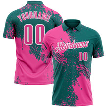Charger l'image dans la galerie, Custom Pink Teal-White 3D Pattern Design Abstract Brush Stroke Performance Polo Shirt