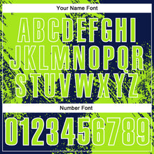 Загрузить изображение в средство просмотра галереи, Custom Neon Green Navy-White 3D Pattern Design Abstract Brush Stroke Performance Polo Shirt