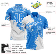 Charger l'image dans la galerie, Custom White Powder Blue 3D Pattern Design Abstract Brush Stroke Performance Polo Shirt