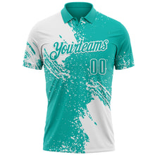 Laden Sie das Bild in den Galerie-Viewer, Custom White Aqua 3D Pattern Design Abstract Brush Stroke Performance Polo Shirt