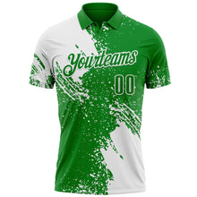 Laden Sie das Bild in den Galerie-Viewer, Custom White Grass Green 3D Pattern Design Abstract Brush Stroke Performance Polo Shirt