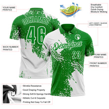 Laden Sie das Bild in den Galerie-Viewer, Custom White Grass Green 3D Pattern Design Abstract Brush Stroke Performance Polo Shirt