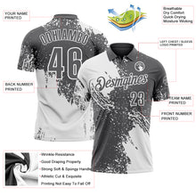 Charger l'image dans la galerie, Custom White Steel Gray 3D Pattern Design Abstract Brush Stroke Performance Polo Shirt