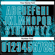 Load image into Gallery viewer, Custom Teal Black-White 3D Pattern Design Abstract Brush Stroke Performance Polo Shirt