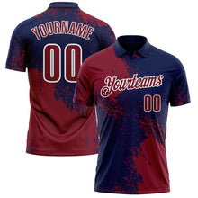 Load image into Gallery viewer, Custom Crimson Navy-White 3D Pattern Design Abstract Brush Stroke Performance Polo Shirt