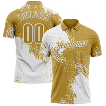 Laden Sie das Bild in den Galerie-Viewer, Custom White Old Gold 3D Pattern Design Abstract Brush Stroke Performance Polo Shirt