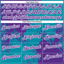 Laden Sie das Bild in den Galerie-Viewer, Custom Purple Teal-White 3D Pattern Design Abstract Brush Stroke Performance Polo Shirt