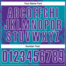 Laden Sie das Bild in den Galerie-Viewer, Custom Purple Teal-White 3D Pattern Design Abstract Brush Stroke Performance Polo Shirt