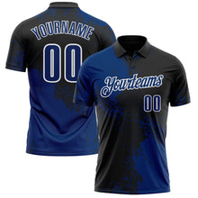 Load image into Gallery viewer, Custom US Navy Blue Black-White 3D Pattern Design Abstract Brush Stroke Performance Polo Shirt