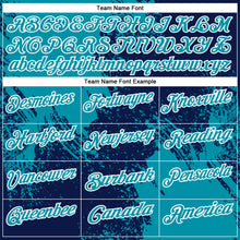 Load image into Gallery viewer, Custom Teal Navy-White 3D Pattern Design Abstract Brush Stroke Performance Polo Shirt