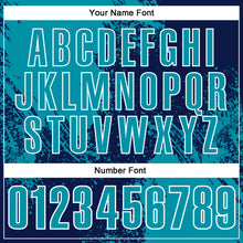 Load image into Gallery viewer, Custom Teal Navy-White 3D Pattern Design Abstract Brush Stroke Performance Polo Shirt