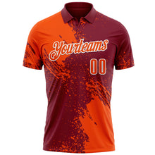 Загрузить изображение в средство просмотра галереи, Custom Orange Crimson-White 3D Pattern Design Abstract Brush Stroke Performance Polo Shirt