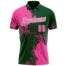 Charger l'image dans la galerie, Custom Pink Green-White 3D Pattern Design Abstract Brush Stroke Performance Polo Shirt