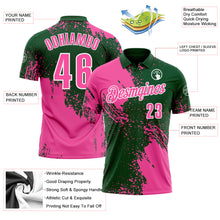 Charger l'image dans la galerie, Custom Pink Green-White 3D Pattern Design Abstract Brush Stroke Performance Polo Shirt