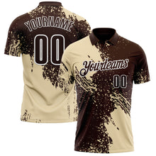 Laden Sie das Bild in den Galerie-Viewer, Custom Cream Brown-White 3D Pattern Design Abstract Brush Stroke Performance Polo Shirt