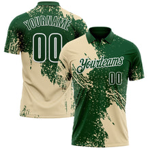 Laden Sie das Bild in den Galerie-Viewer, Custom Cream Green-White 3D Pattern Design Abstract Brush Stroke Performance Polo Shirt