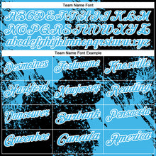 Laden Sie das Bild in den Galerie-Viewer, Custom Sky Blue Black-White 3D Pattern Design Abstract Brush Stroke Performance Polo Shirt